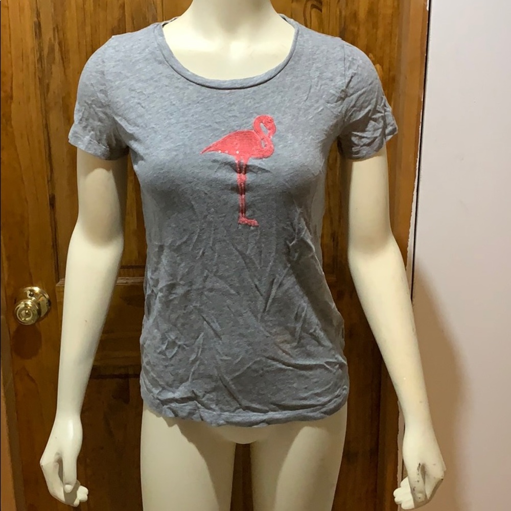 Flamingo sequined T-shirt gray
